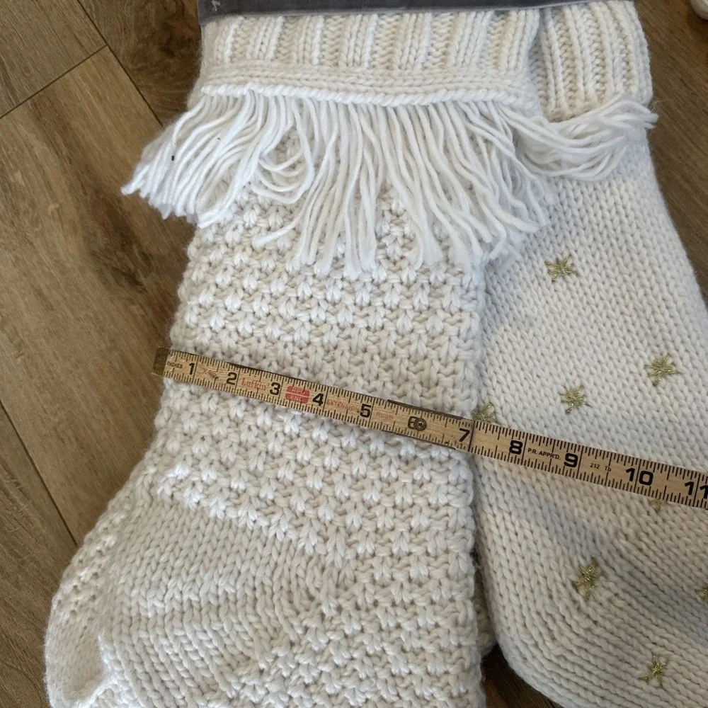 Shabby‎ Chic Chunky Knit Holiday Stockings Cream Set of Four NEW